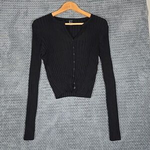 Forever 21 Sweater Womens Large Black Cardigan‎ Button Up Long Sleeve Normcore